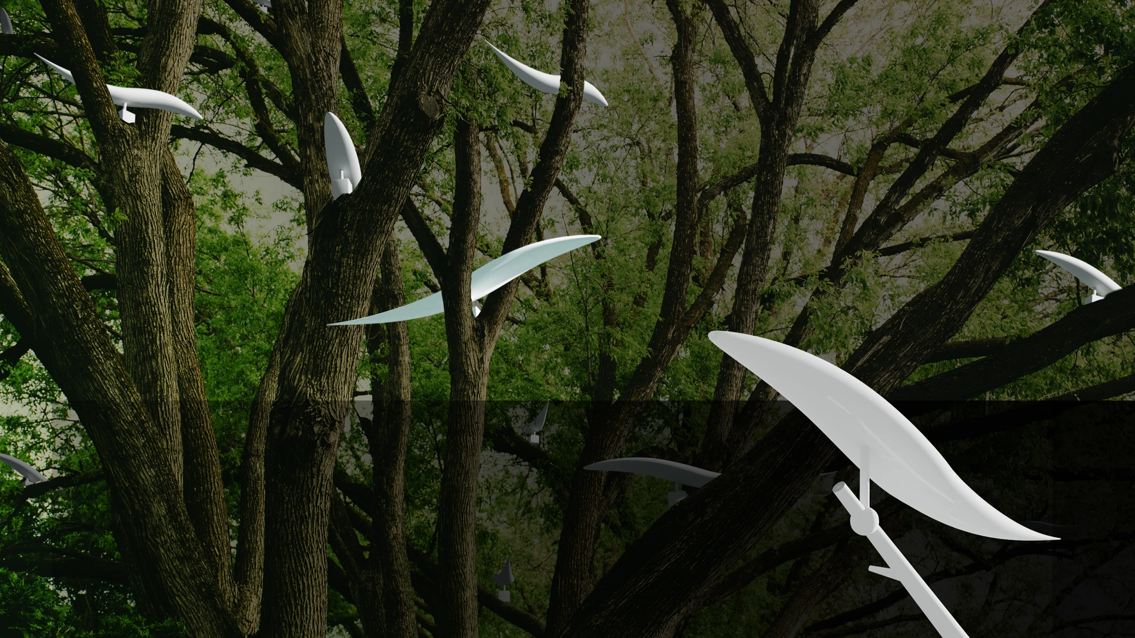 Bird-shaped kinetic installation
